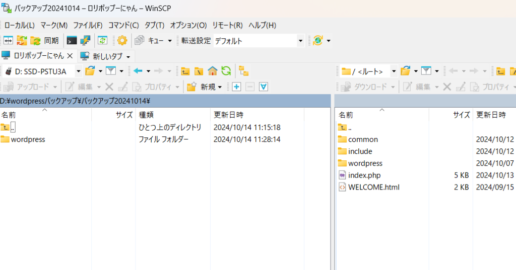 WordPressそのものをWinSCPでバックアップする
